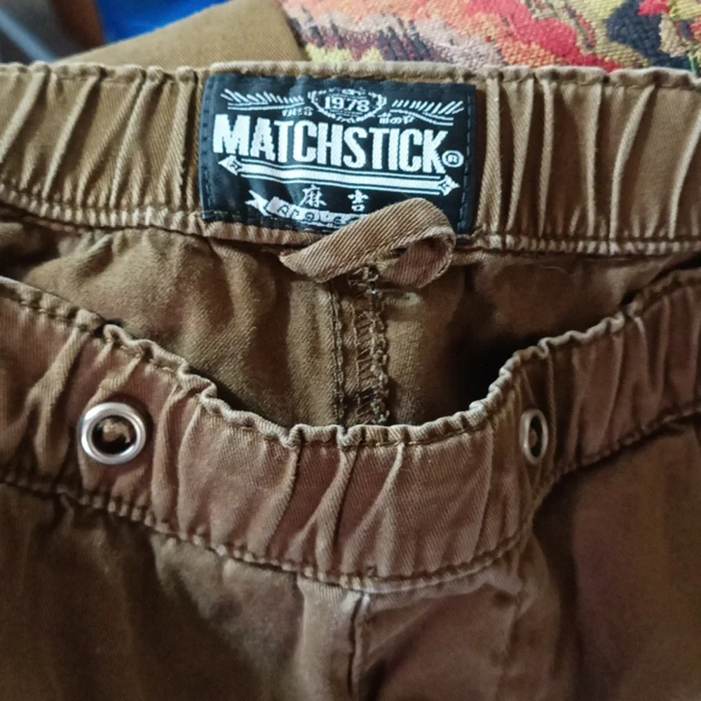 Mens Pants Brown green shade sz 30 Sm med stretch waist cuff Athletic lounge b62